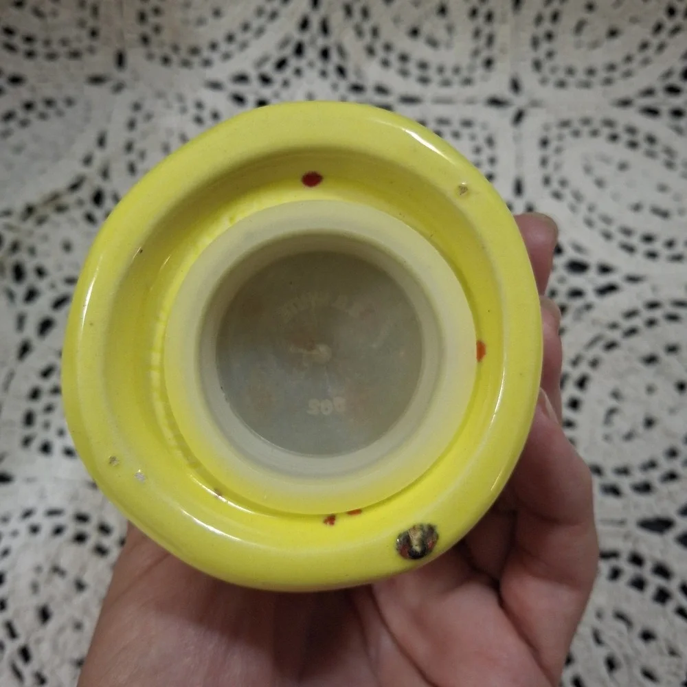 VTG‎ Mushroom Refrigerator Baking Soda Holder Ceramic Cozy Cottage Core Yellow